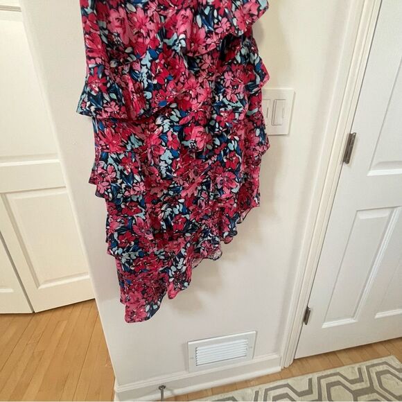 Elliatt Byron Asymmetrical Hem Midi Floral Dress in Multi Pink L - Picture 7 of 14